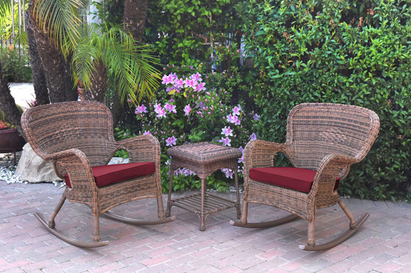 Jeco Windsor Honey Wicker Rocker Chair And End Tab...