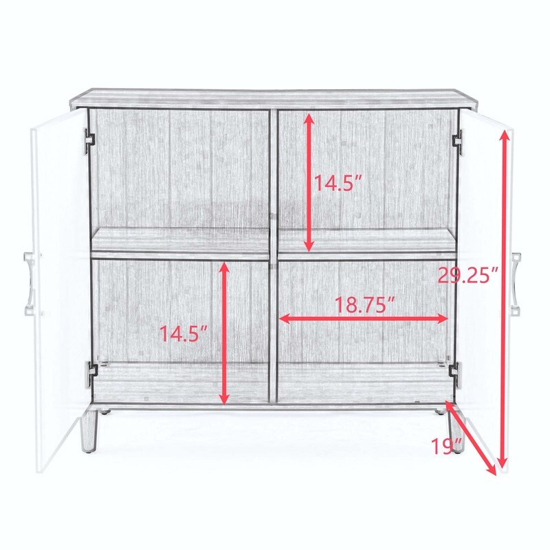 2 Doors Elegant Buffet Sideboard  Black+Natural