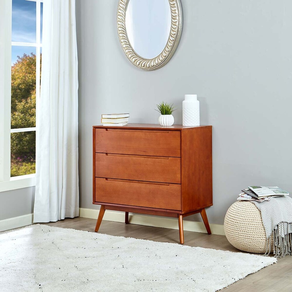 MUSEHOMEINC Mid Century Solid Wood 3 Drawer Dresser for Bedroom 3 Tier Storage Organizer  Stylish Dressers for Living Room