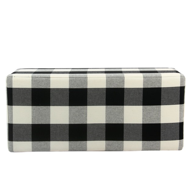 Large Decorative Storage Bench Black Plaid Homepop