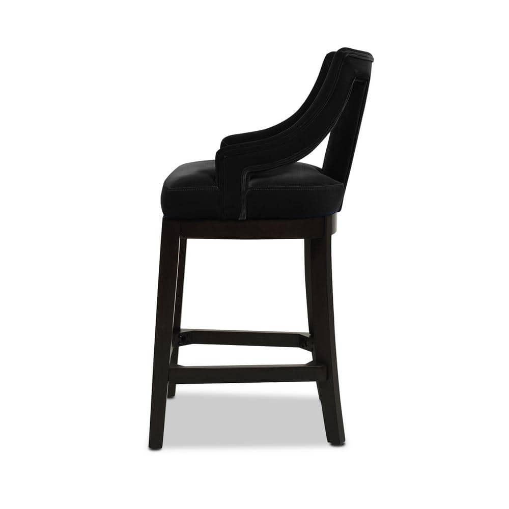 Jennifer Taylor Hollywood Upholstered High Back Bar Stool, Onyx Black Performance Velvet 81210-MVB