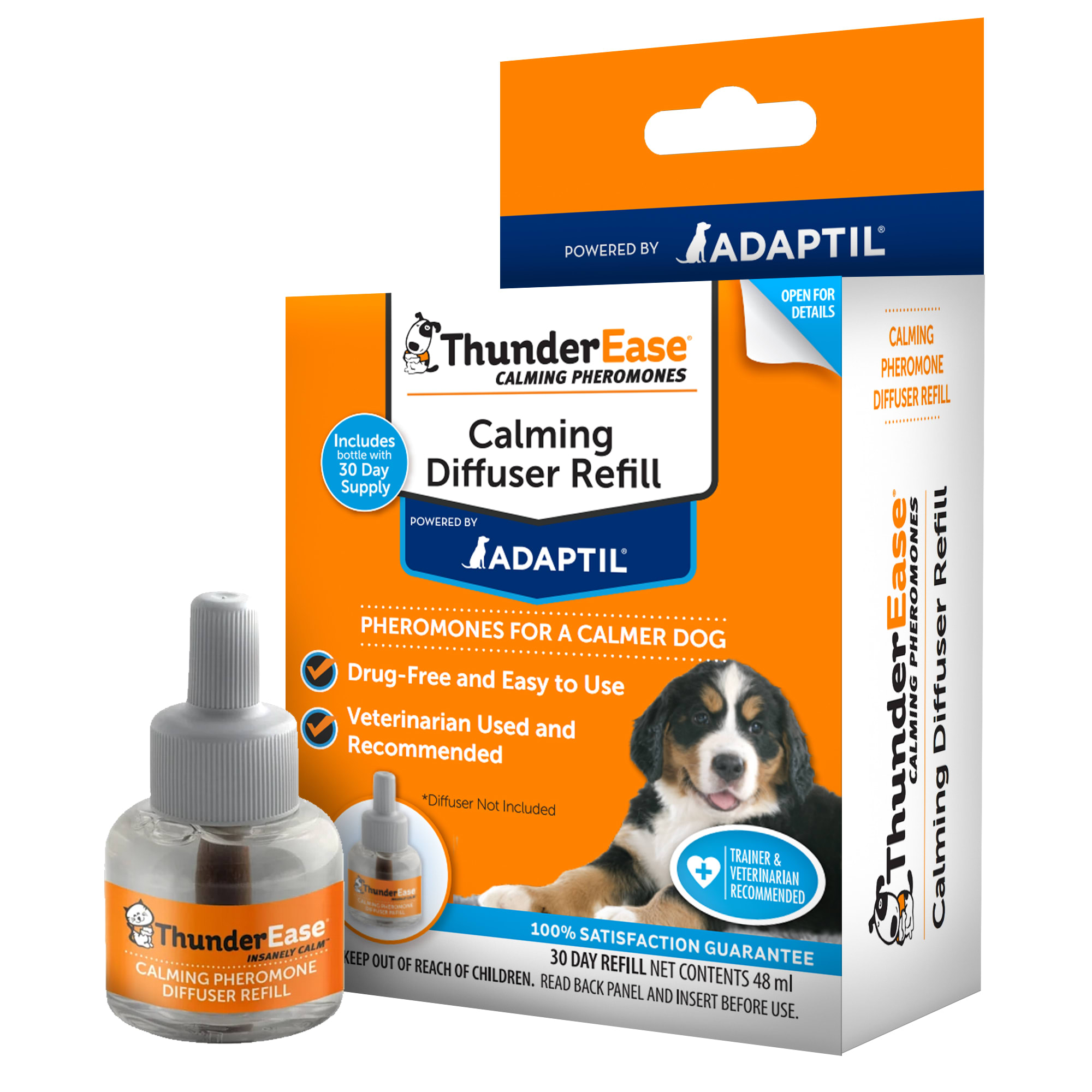 THUNDERWORKS ThunderEase Calming Diffuser Refill for Dogs， 48 ml.