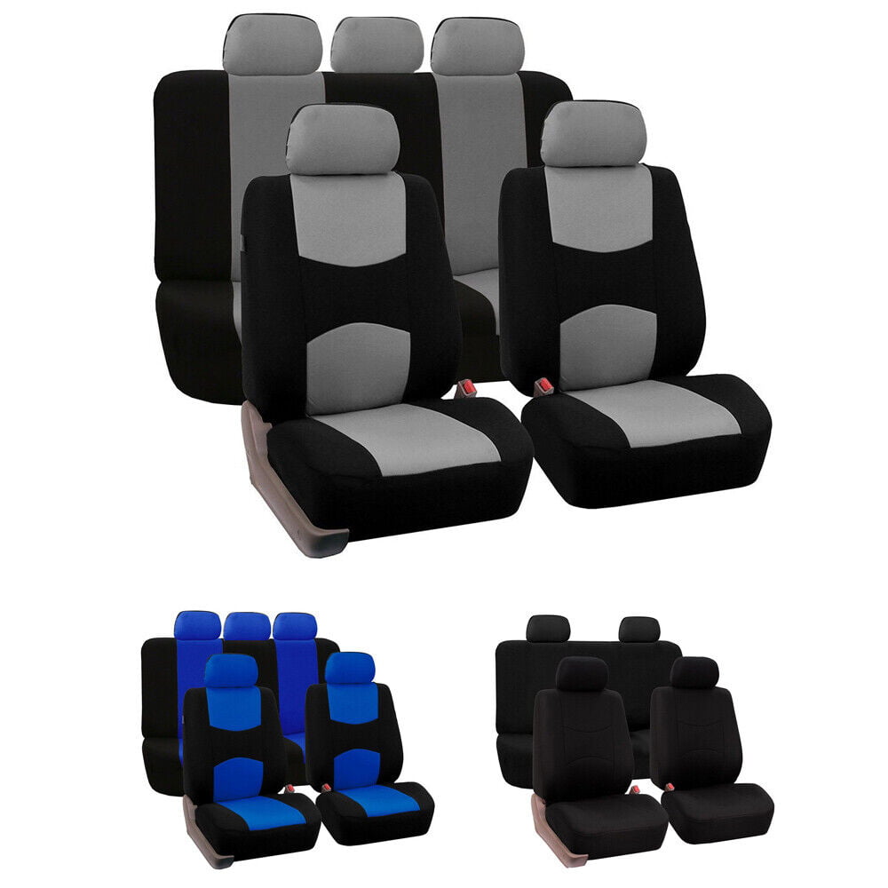 Onemayship Flat Cloth Universal Seat Covers Fit For 5-seat Car Truck SUV Van-Full Set(Gray)