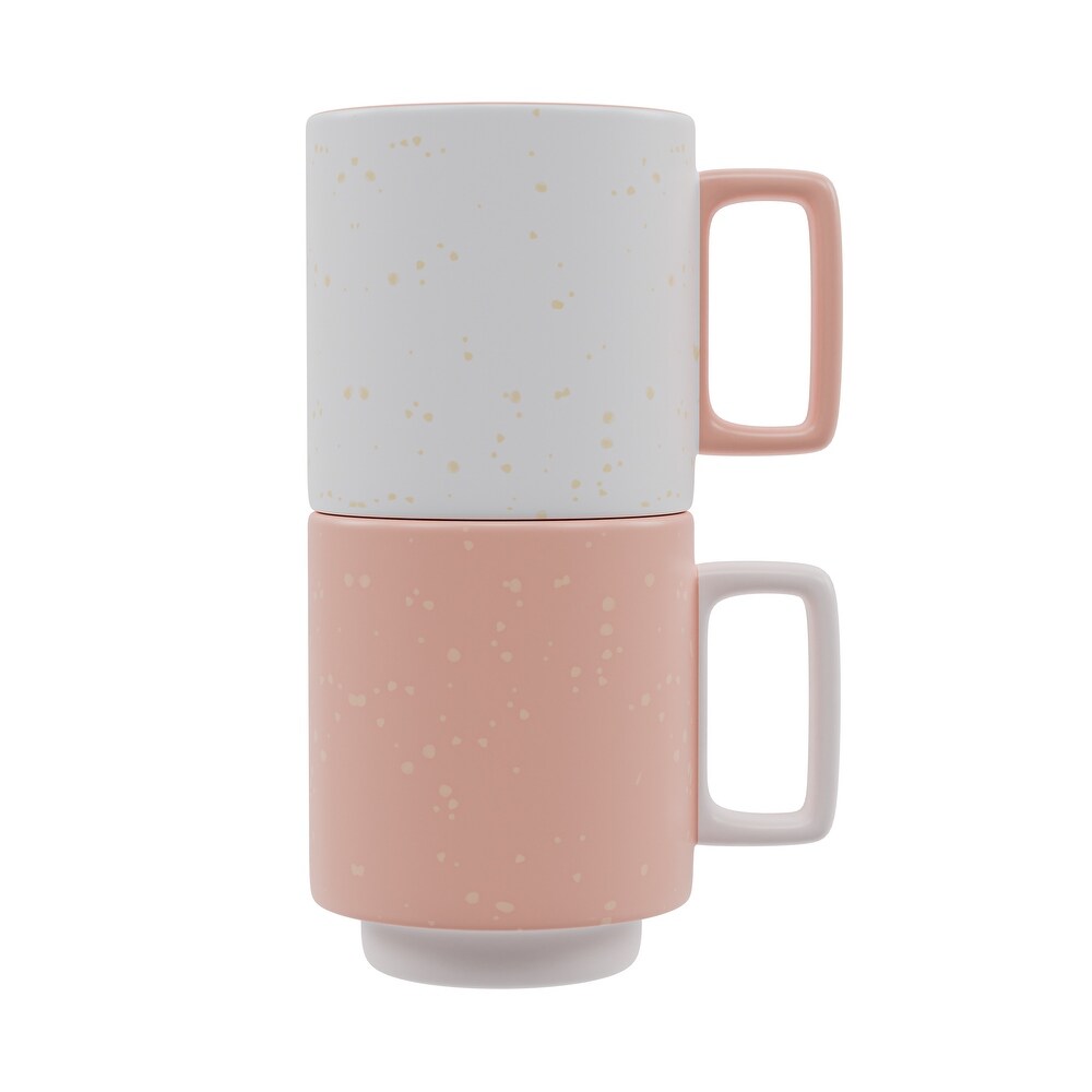 American Atelier Speckled Stackable Mugs Set of 2   14 oz