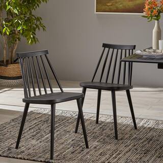 Noble House Dunsmuir Black Farmhouse Spindle-Back Dining Chair (Set of 2) 55398