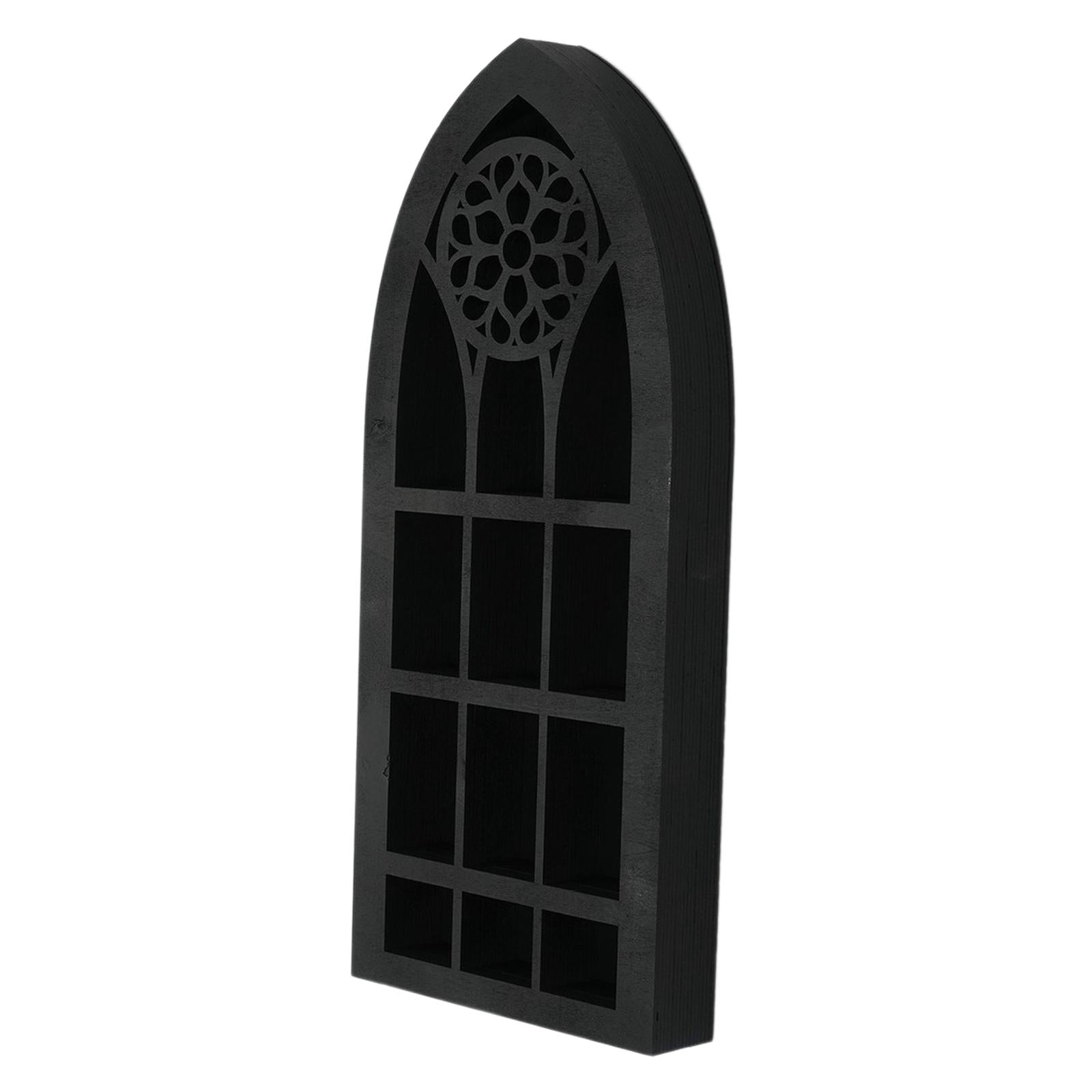 Wall Display Shelf for Collectibles Modern Church Window Design Small Wooden Shelf for Wall Figurine Display Shelf for Bathroom Living Room