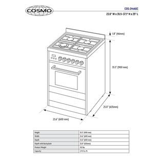 Cosmo 24 in. 2.73 cu. ft. Single Oven Gas Range with 4 Burner Cooktop and Heavy Duty Cast Iron Grates in Stainless Steel COS-244AGC