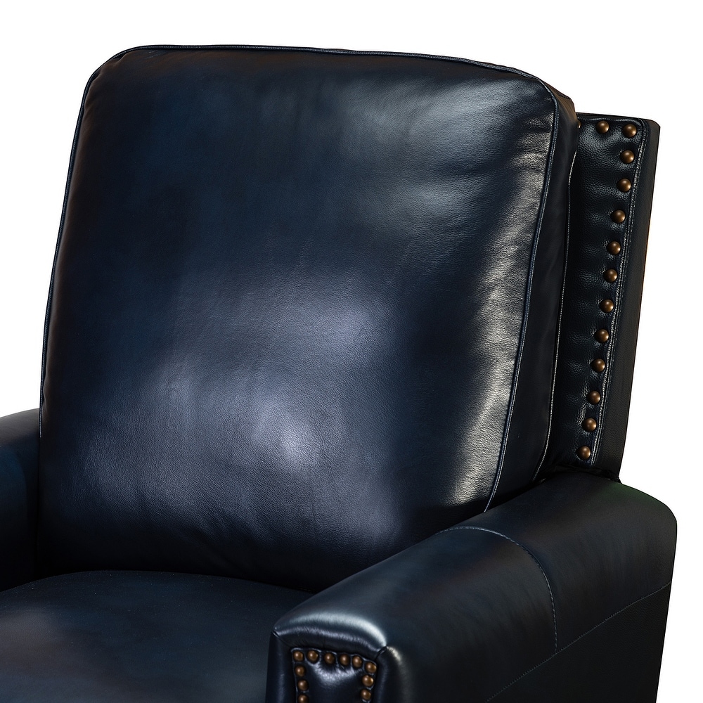 Cigar Mid century Genuine Leather Recliner with Nailhead Trim Set of 2 by HULALA HOME