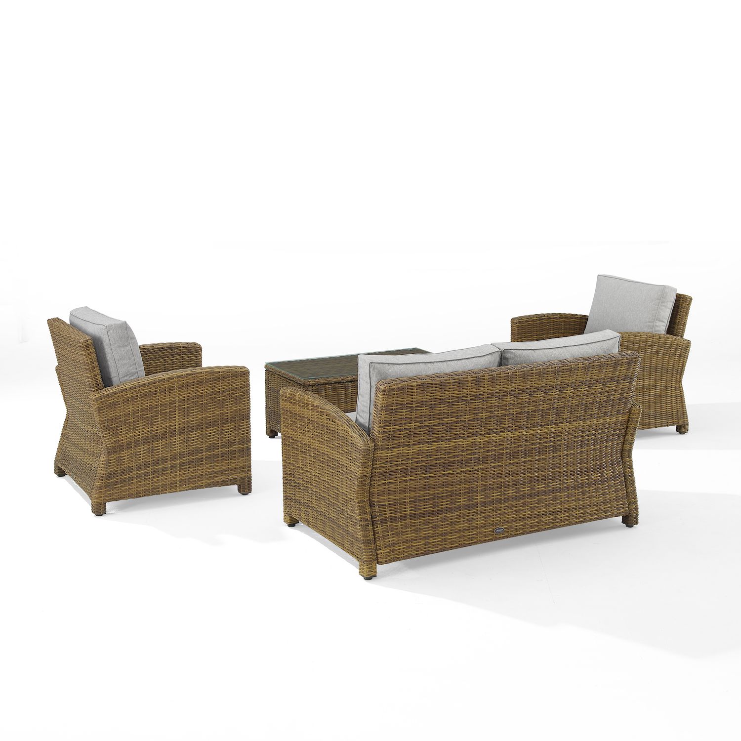 Crosley Bradenton Outdoor Conversation Loveseat， Chair and Coffee Table 4-piece Set