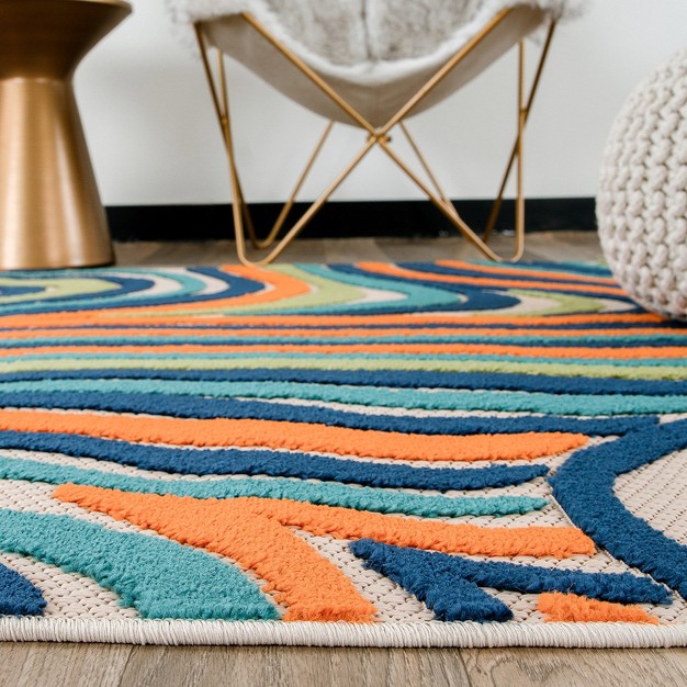 World Rug Gallery Modern Waves Indoor outdoor Area Rug