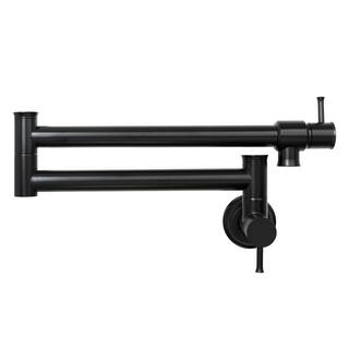 Akicon Wall Mount Pot Filler Faucet in Matte Black AK98266-MB