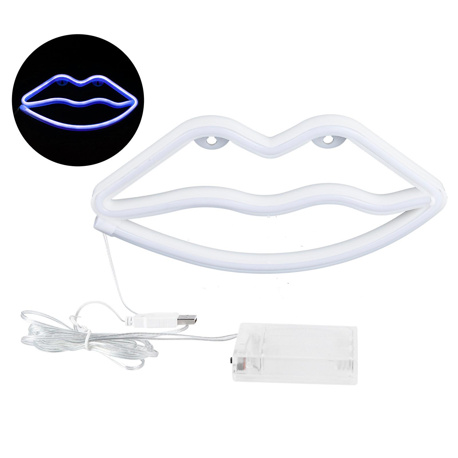 Led Neon Sign Lamp Lip Shaped Wall Decorative Light For Proposal Wedding Home Birthday Partyblue