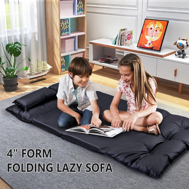 W Pu Adjustable Folding Futon Sofa Video Gaming Sofa With Two Pillows Multifunctional Bean Bag Chair sofa maison Boucle