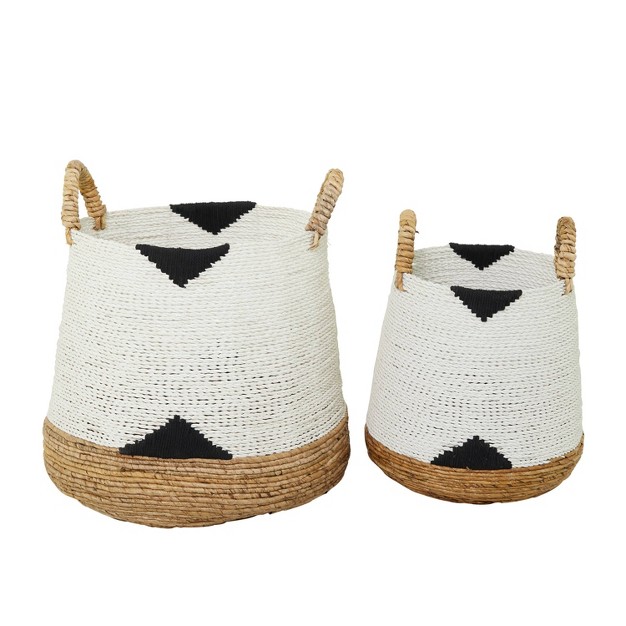 Set Of 2 Banana Leaf Storage Baskets White Olivia amp May