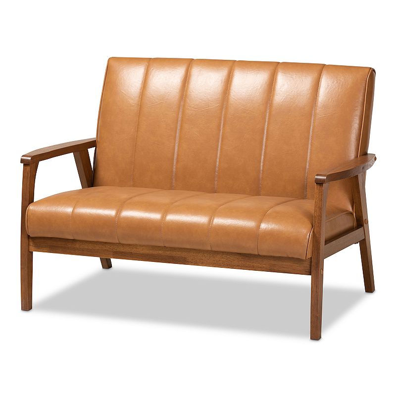 Baxton Studio Nikko Brown Loveseat