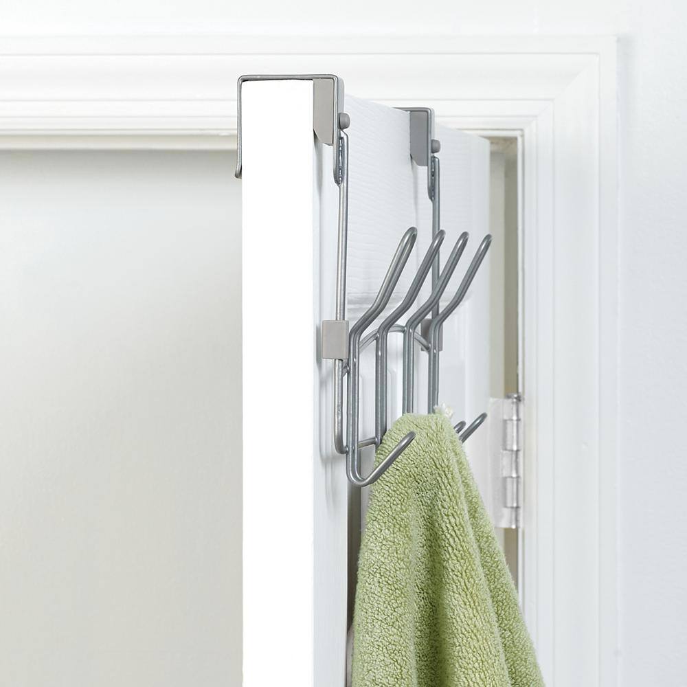 Zenna Home SnugFit Over-the-Door Hook with 4 Robe Hooks in Satin Nickel 251NNL