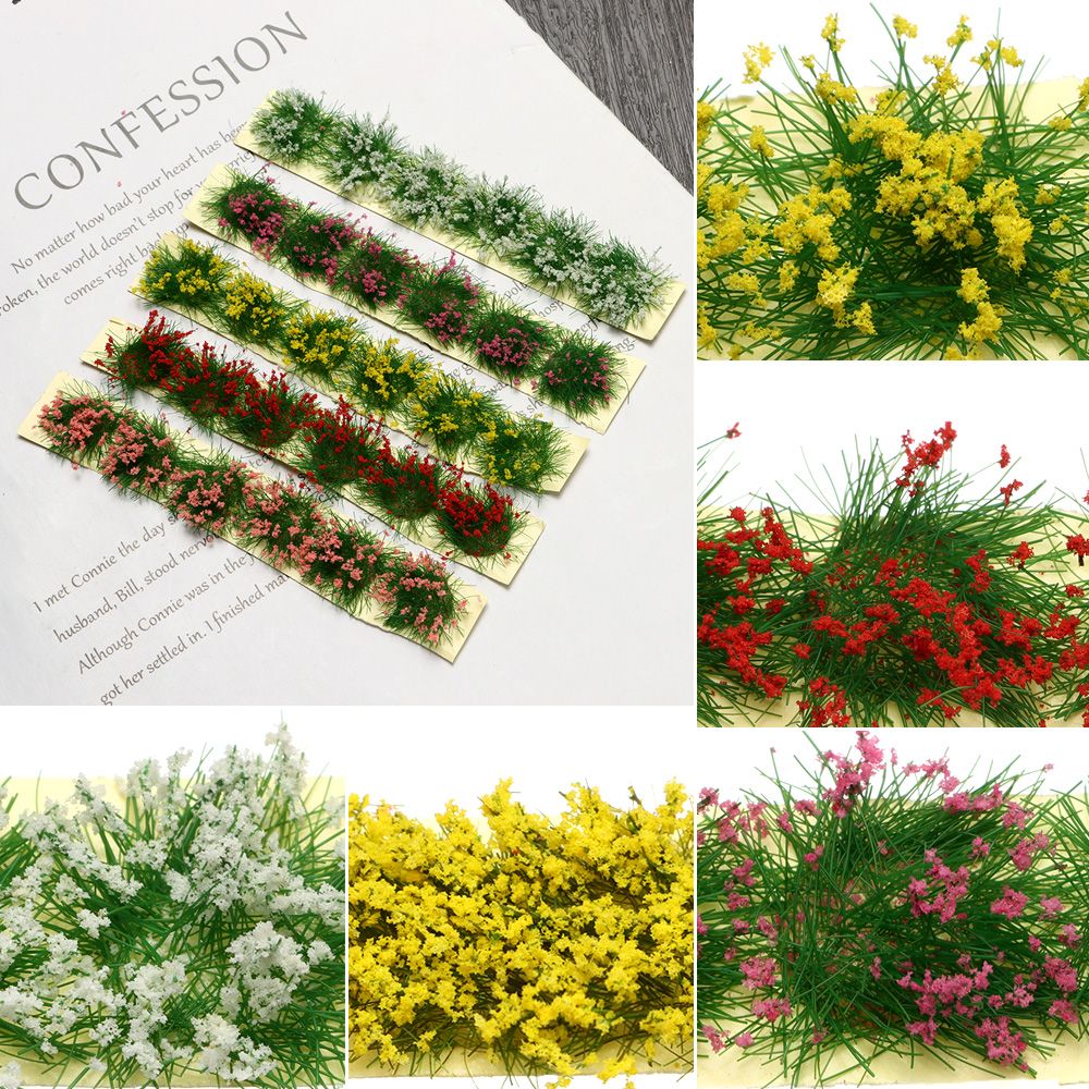 Durable Sand Table DIY Static Scenery Model Grass Tufts Flower Cluster Miniature Garden Decor Landscape Wargame 8