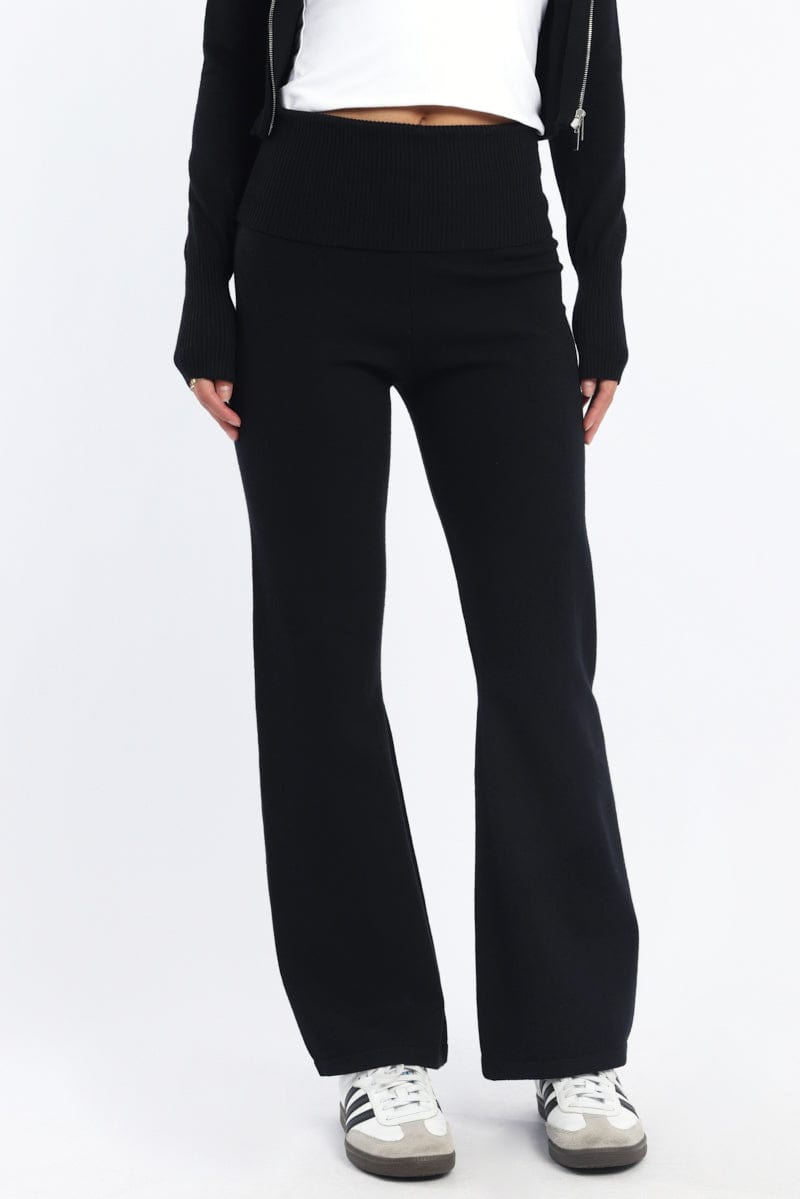 Black Wide Leg Pants Knit