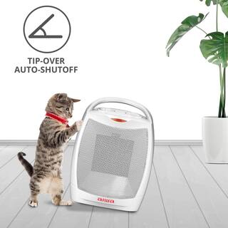 AIWA 10.2 in. Electric Portable Room Ceramic Heater with Handle Overheat Protection Tip Over Auto Shutoff 1500-Watt WSH3-1001-WHT