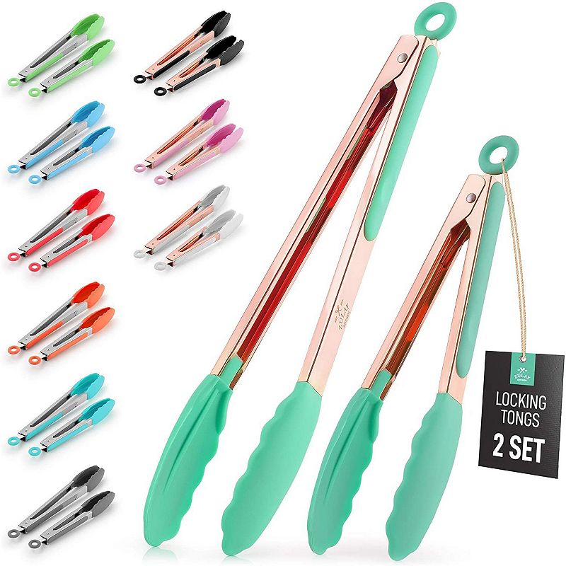 Tongs With Silicone Tips and Lock Mechanism