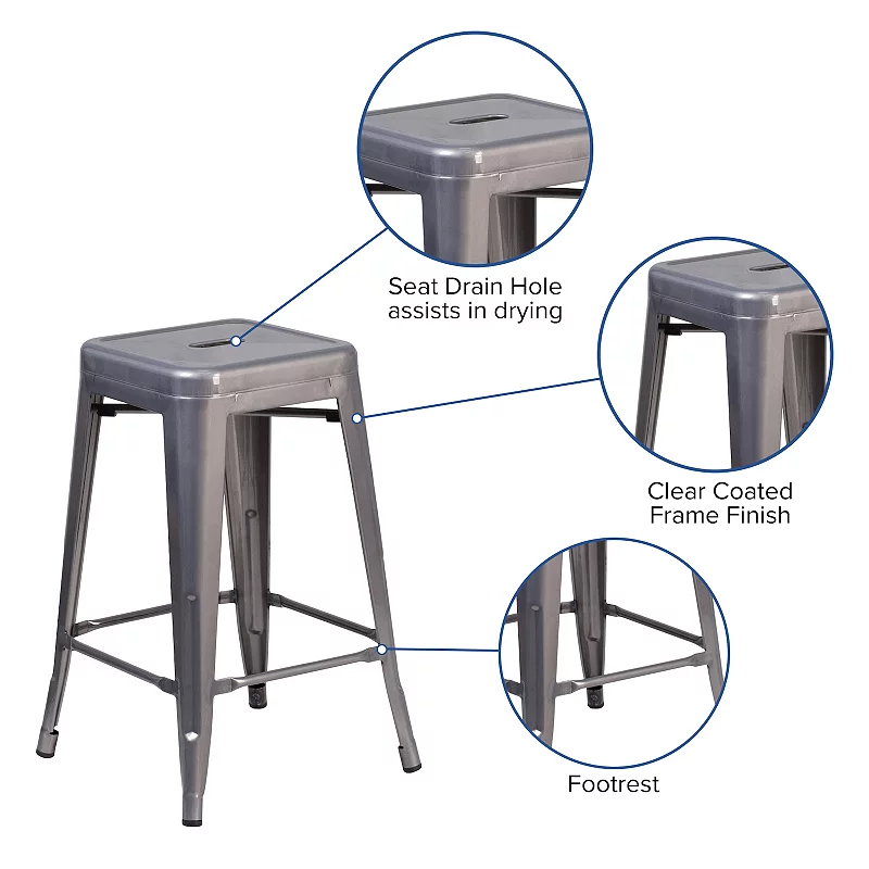 Flash Furniture 24-in. Backless Metal Counter-Height Stool