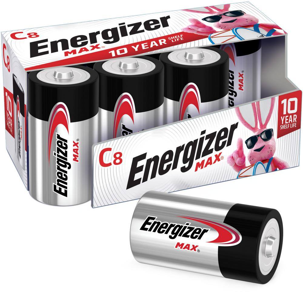 Energizer MAX C Batteries (8 Pack) C Cell Alkaline Batteries E93FP-8