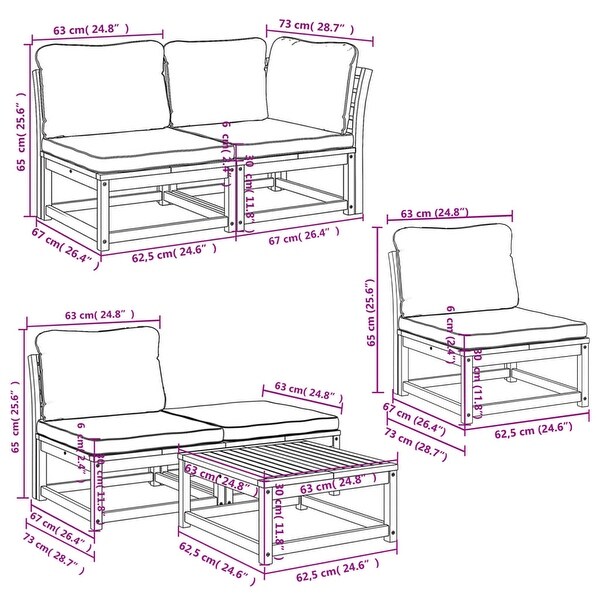 vidaXL Patio Sofa with Cushions 2Seater Outdoor Loveseat Solid Wood Acacia