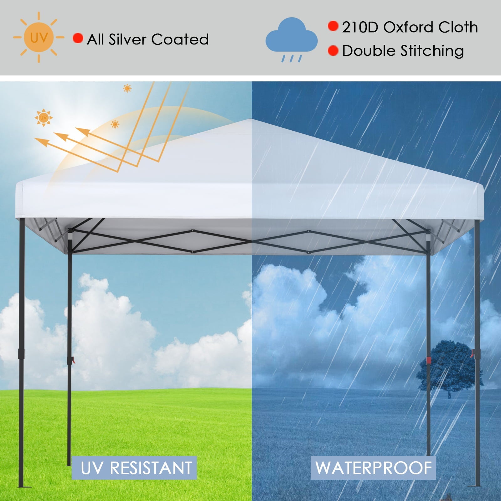 HEMBOR 10 x 10ft Outdoor Pop up Canopy Tent W/ 1-Button Push