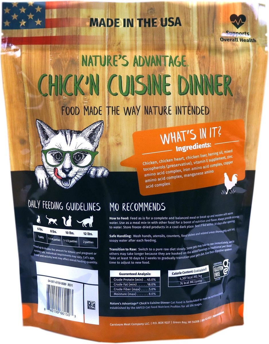 Nature's Advantage Chick'n Cuisine Dinner Cat Food， 8-oz bag