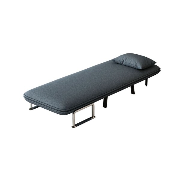 Convertible Blue Grey Sleeper Sofa Bed TriFold Sofa Bed with Adjustable Backrest and Pillow