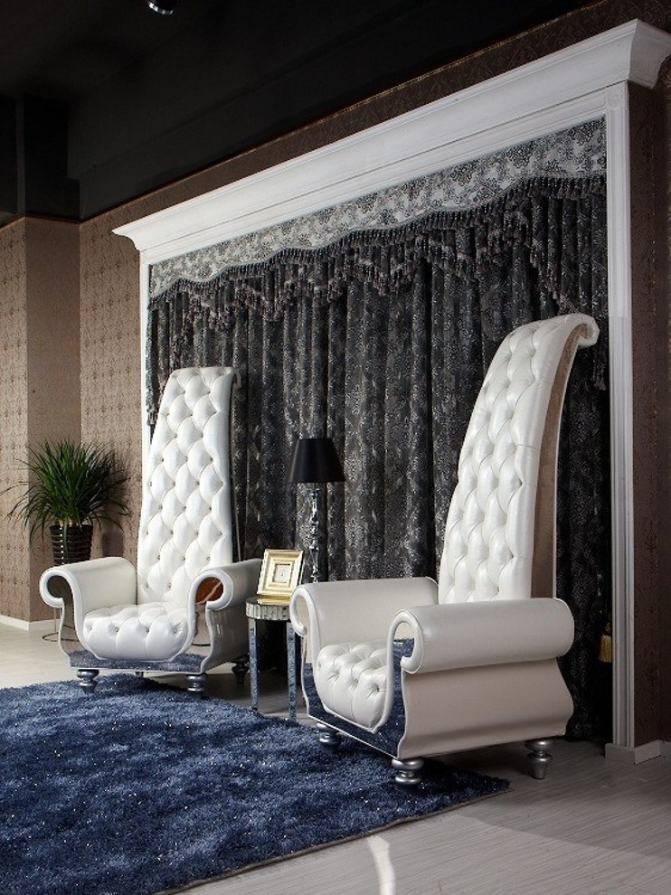 Divani Casa Luxe Neo Classical Pearl White Italian Leather Tall Chair   Traditional   Armchairs And Accent Chairs   by Modern Miami Furniture  Houzz