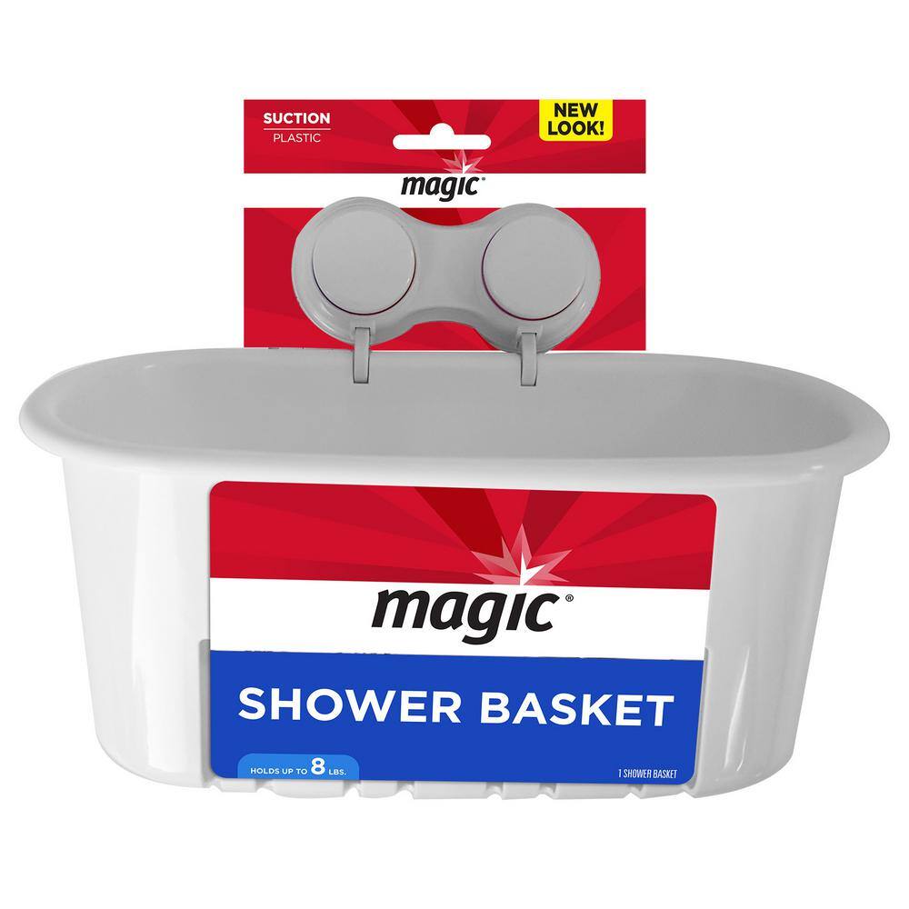 Magic Suction Shower and Bath Basket in White 3001