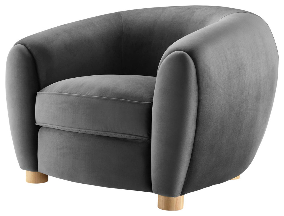 Armchair Accent Chair  Velvet  Dark Gray  Modern  Living Lounge Hospitality   Midcentury   Armchairs And Accent Chairs   by House Bound  Houzz