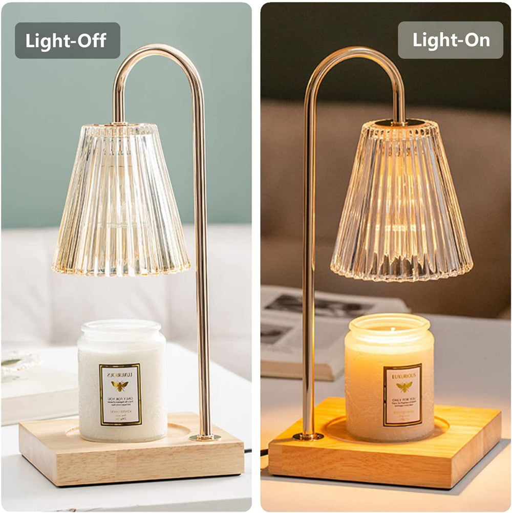 TOPCHANCES Candle Warmer Lamp with 2 Bulbs and Timing Function For Jar Candles Vintage Electric Candle Melter Top Melting for Scented Wax (Champagne， with Timer)