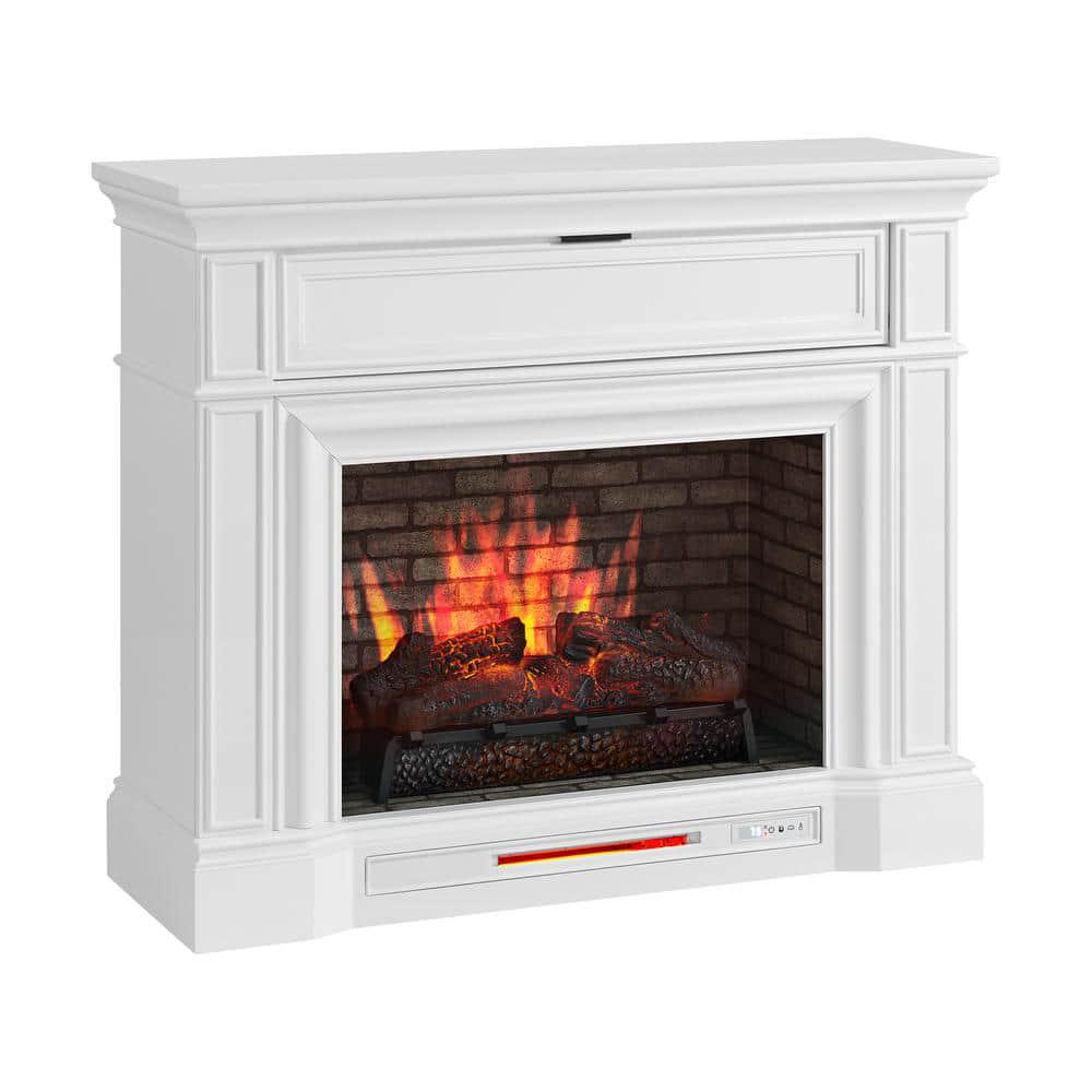 Home Decorators Collection Pinery 47125 in Freestanding Electric Fireplace TV Stand in White