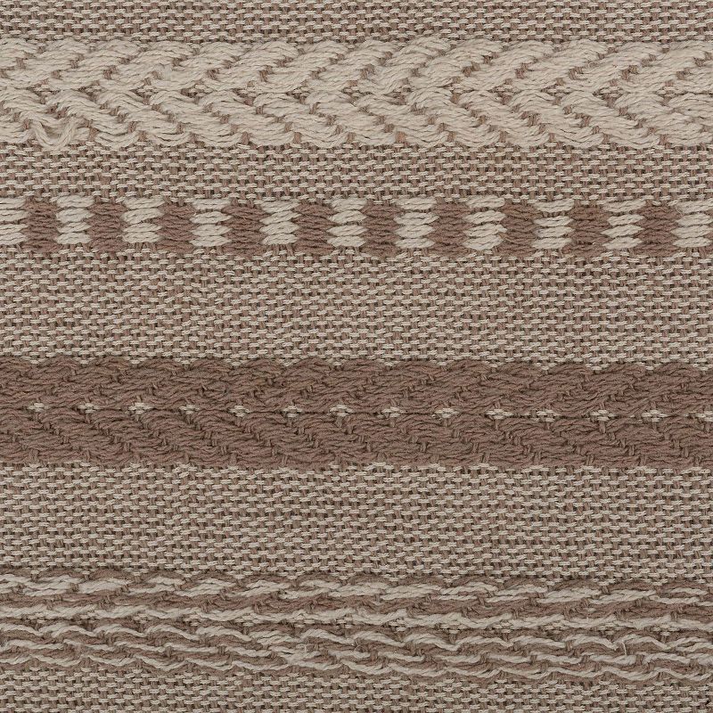 108 Brown Braided Stripe Rectangular Table Runner with Tassel Knots