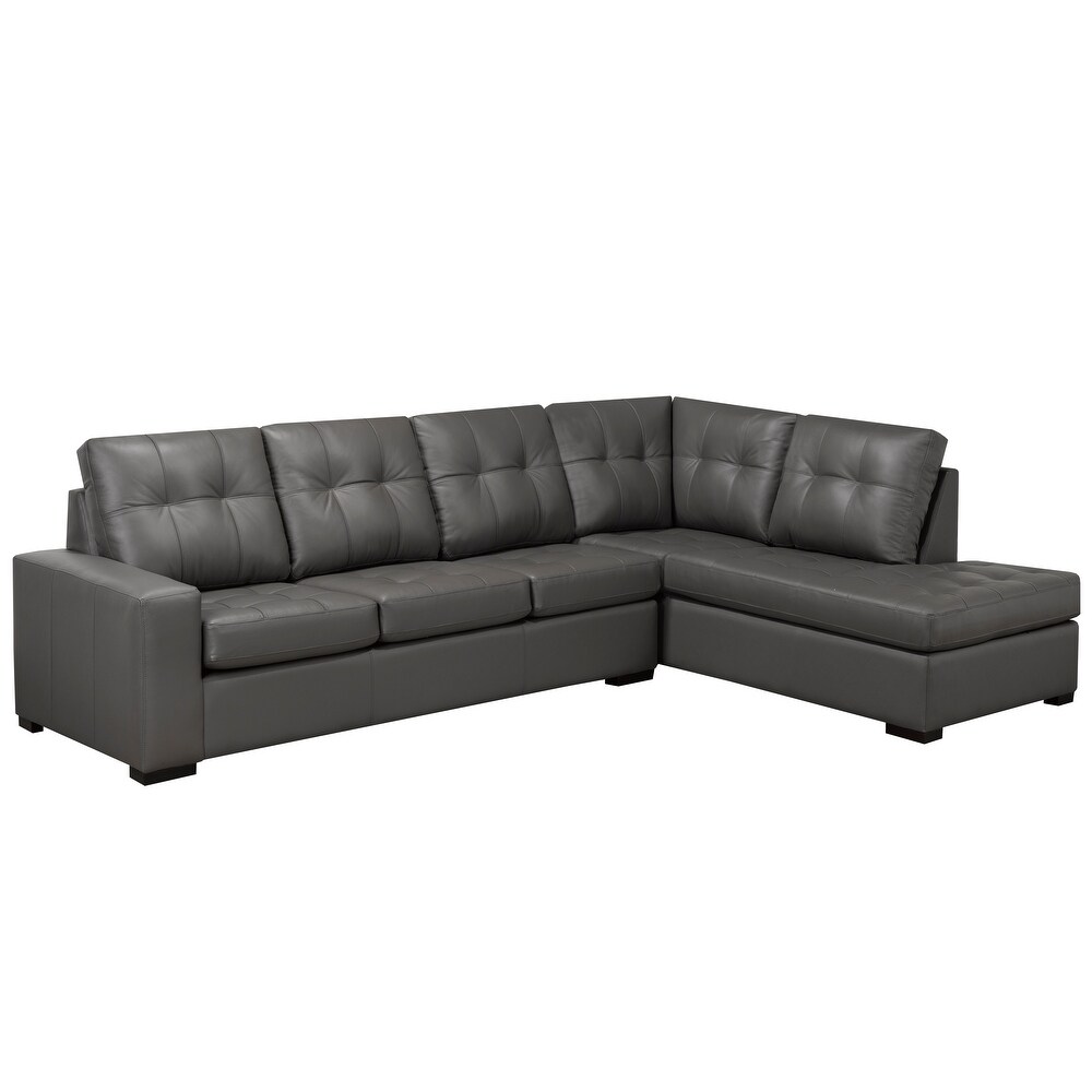 Liam Top Grain Leather Tufted Sectional Chaise Sofa