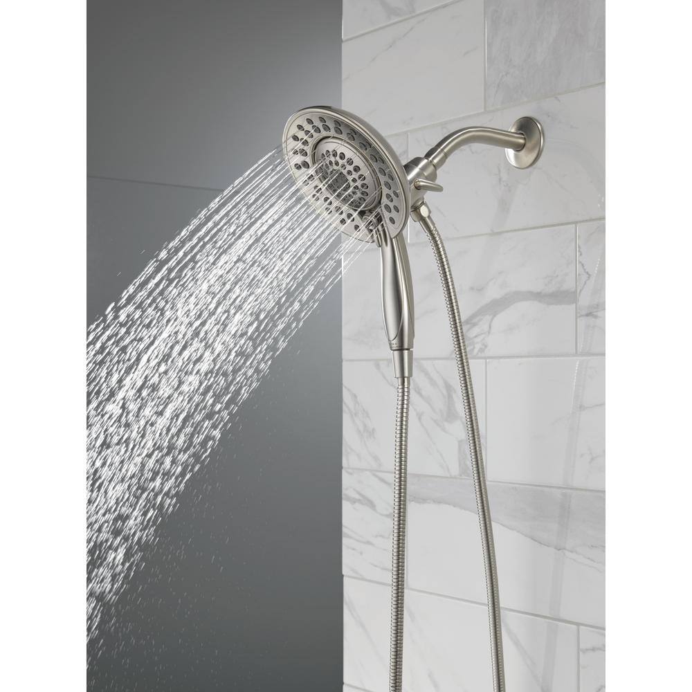 Delta In2ition 5-Spray Patterns 2.5 GPM 6.81 in. Wall Mount Dual Shower Heads in Lumicoat Stainless 58569-SS-PR25-PK