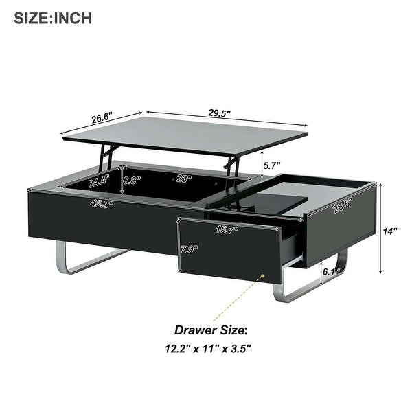 Multi-functional Coffee Table with Lifted Tabletop