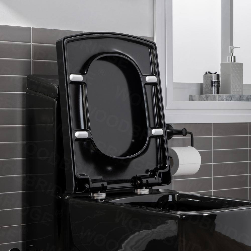 WOODBRIDGE Modern 1-Piece 1.01.6 GPF Dual Flush Elongated Toilet in Black B0921