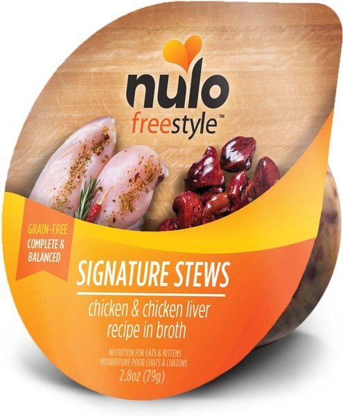 Nulo FreeStyle Chicken and Chicken Liver Stew Wet Cat Food， 2.8-oz pouch， case of 24