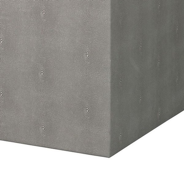 Side Table with Square Frame and Faux Shagreen Accent， Gray