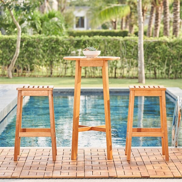 3-piece Nautical Eucalyptus Wodden Outdoor Bar Set - Overstock - 35870858