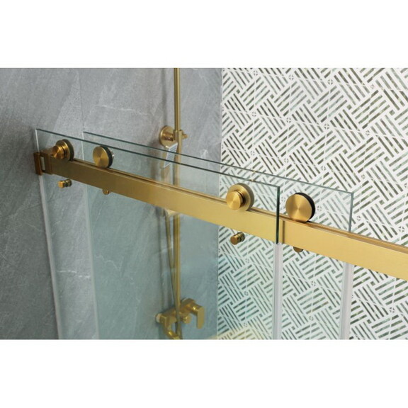 Frameless Double Sliding Shower Glass Door Gold 56...