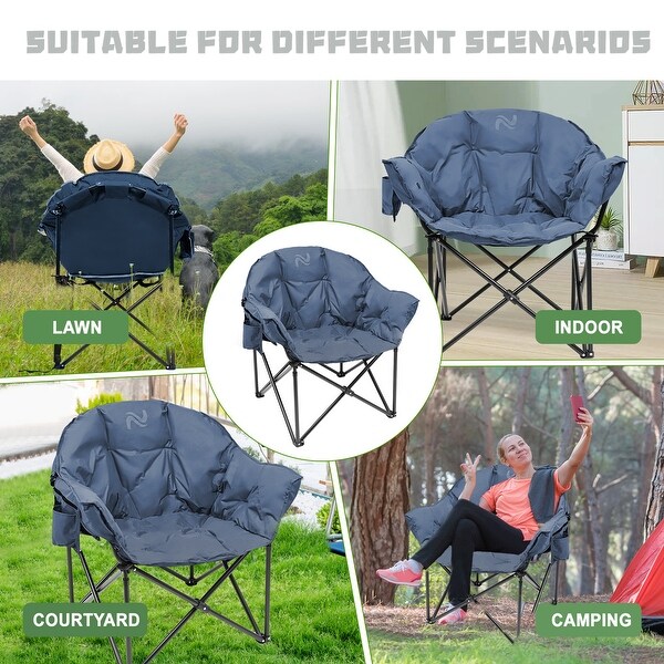 DoCred Oversized Camping Chair，Fully Padded Folding Moon Chair