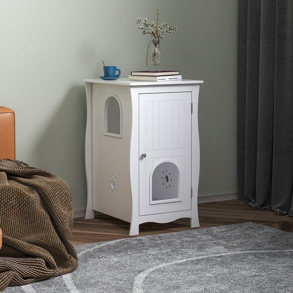 Wood Livingroom End Table Side Table with Pet House