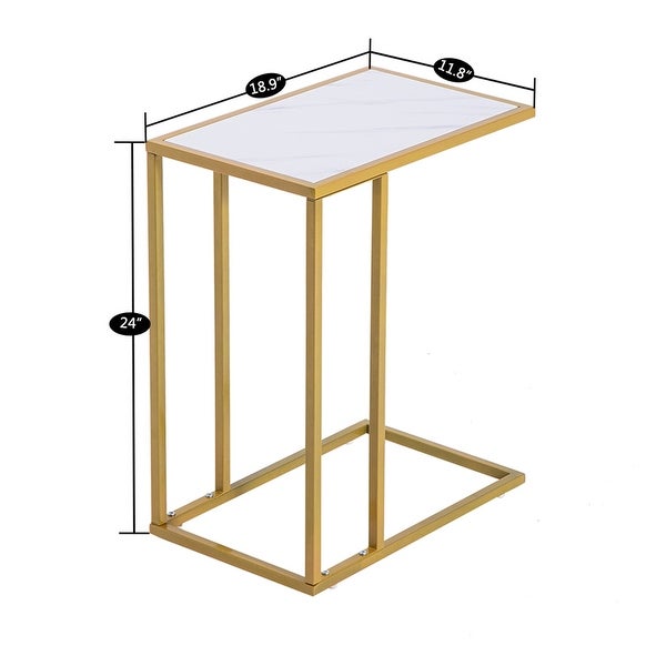 Marble Simple C-Side Table [30x48x61cm] White - 11.8*18.9*24