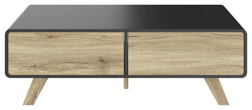 Bestar Alhena 48W Coffee Table In Black Uv  ampSandy Brown Oak   Midcentury   Coffee Tables   by BisonOffice  Houzz