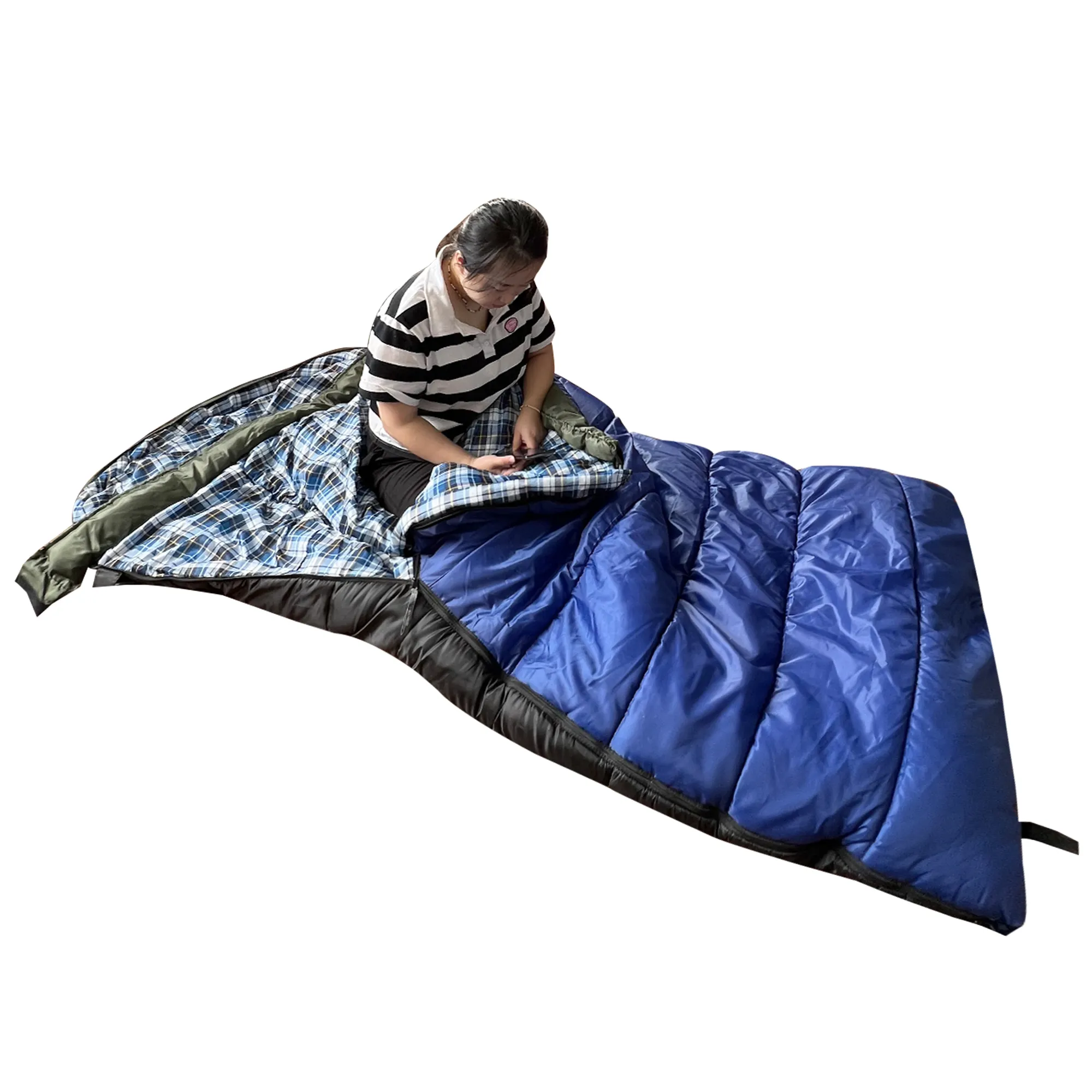 Mydays Outdoor Waterproof Windproof Coldproof Warm Custom Mountain Pass Plaid Stitching Camping Sleeping Bag for Picnic Hiking