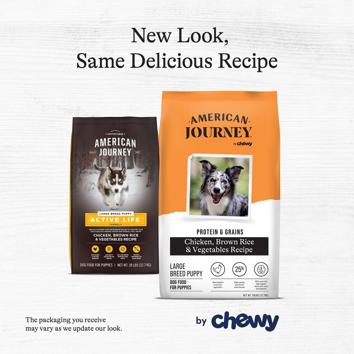 American Journey Protein and Grains Large Breed Puppy Chicken， Brown Rice and Vegetables Recipe Dry Dog Food，